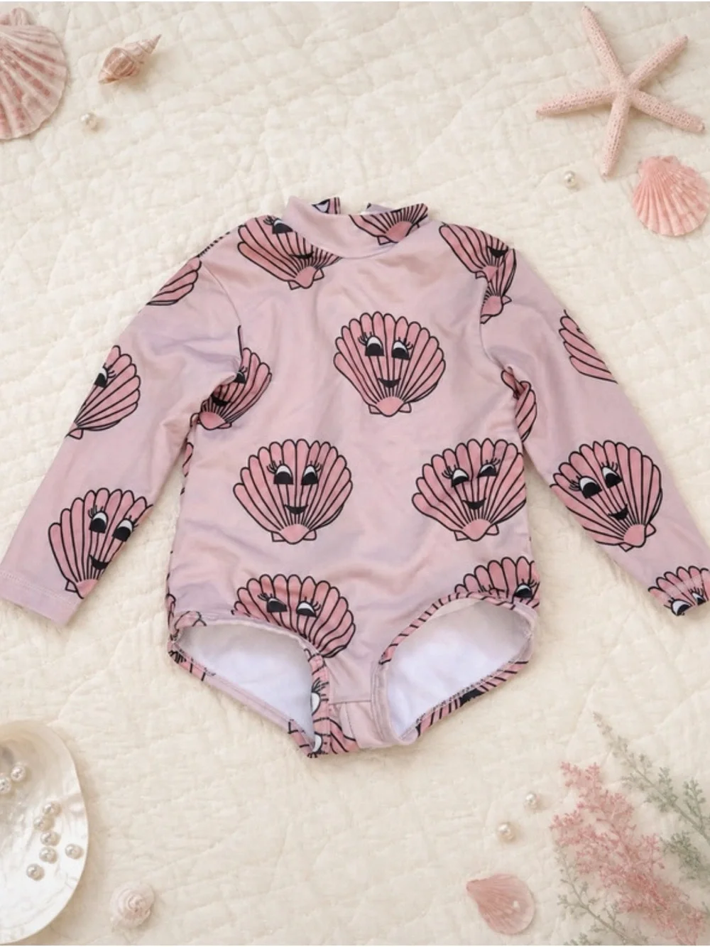 Hugo Loves Tiki Pink Shell Long-Sleeve Swimsuit 12-18 Months